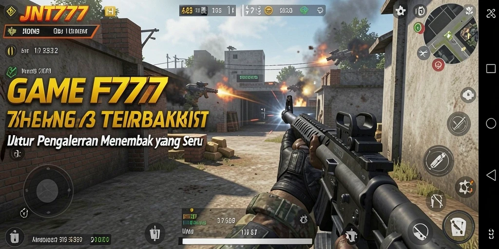 Tampilan gameplay mendebarkan JNT777 dengan aksi tembak-menembak intens.