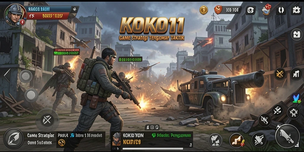 Screenshot KOKO11 menampilkan aksi strategi yang mendebarkan di medan perang.