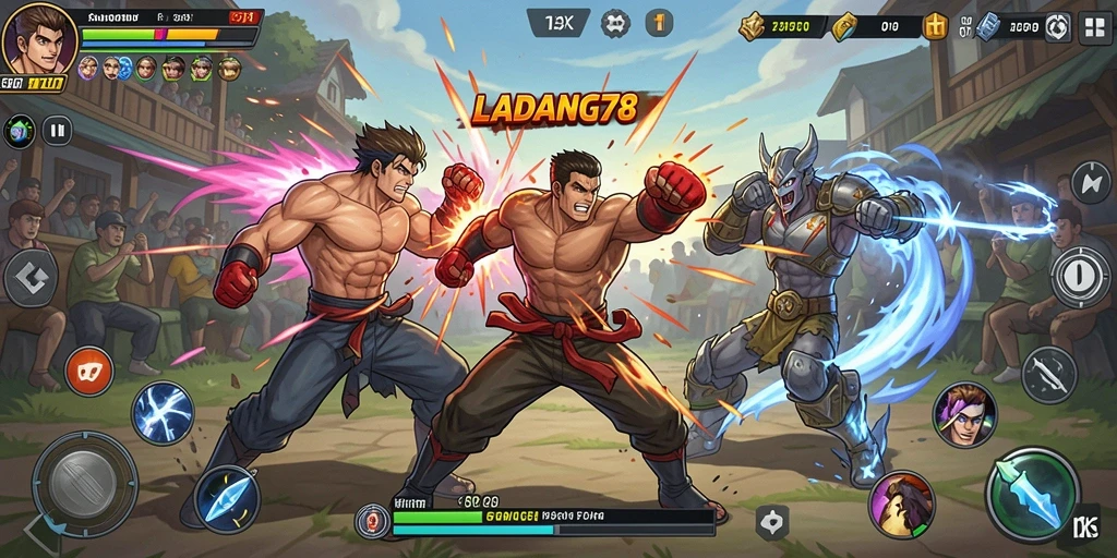 Gameplay seru di LADANG78 saat bertarung melawan musuh.