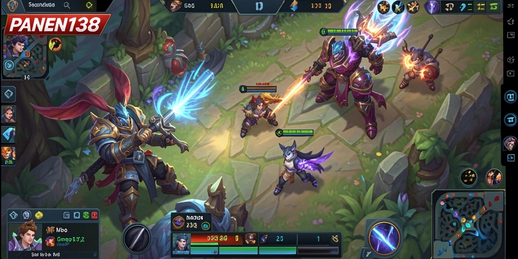 Tangkapan layar gameplay seru dalam PANEN138 dengan aksi MOBA intens.